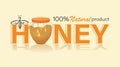 Honey jar, pot. Linear bee logo and inscription. Emblem, label. Organic food design concept. Vector i Royalty Free Stock Photo
