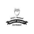 Honey jar , sketch style vector illustrations isolated on white Royalty Free Stock Photo