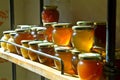 Honey jars on a shelf