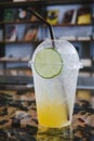 Honey lemon drink on the cafe. Royalty Free Stock Photo