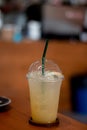 Honey lemon drink on the cafe table background Royalty Free Stock Photo