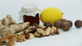 Honey lemon ginger and walnuts, macadamia, and Brazil nuts