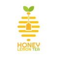 Yellow Honey Lemon fruit Tea drink logo concept design