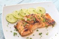 Honey lime salmon on the plate Royalty Free Stock Photo