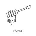 Honey line icon drains from a spoon, vector illustration of a beekeeping product.