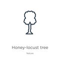 Honey-locust tree icon. Thin linear honey-locust tree outline icon isolated on white background from nature collection. Line