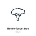 Honey-locust tree outline vector icon. Thin line black honey-locust tree icon, flat vector simple element illustration from