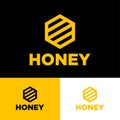 Honey logo organic product. Yellow honeycomb. Geometry modern logo.