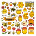 Honey market, bazaar, honey fair Doodle images of bees