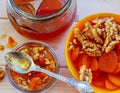 Honey with mix of dried apricots and wallnuts