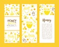 Honey Natural Product Card, Organic Honey and Apiary Banner, Poster, Flyer, Brochure with Space for Text, Eco Healthy