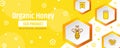Honey is an organic ecological product. Banner or package design template. Beekeeping and apiary