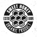 Honey organic product vector emblem, badge, label or logo in monochrome style isolated on white background