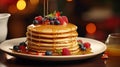 Honey pancakes with berries: a sweet holiday at breakfast