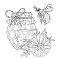 Honey pot doodle and bees .