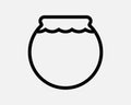 Honey Pot Icon. Food Liquid Sauce Jam Preserve Mason Jar Round Glass Container Shape Sign Symbol
