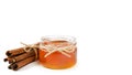 honey pot on isolated white background, copy space, template Royalty Free Stock Photo