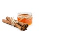 honey pot on isolated white background, copy space, template Royalty Free Stock Photo