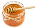 Honey pot on isolated white background Royalty Free Stock Photo