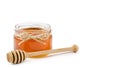 honey pot on isolated white background, rope. copy space, template. Royalty Free Stock Photo