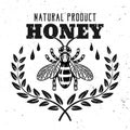 Honey premium product vector emblem, badge, label or logo in monochrome style isolated on white background Royalty Free Stock Photo