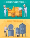 Honey Production Cartoon Horizontal Banners