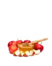 Honey and red apples on a white background with space for text Royalty Free Stock Photo