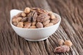 Honey roasted mixed nuts in bowl. Royalty Free Stock Photo