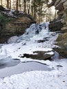 Honey Run Waterfall in Winter, Millwood, Ohio Royalty Free Stock Photo