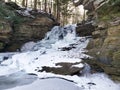 Honey Run Waterfall in Winter, Millwood, Ohio Royalty Free Stock Photo