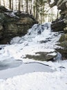 Honey Run Waterfall in Winter, Millwood, Ohio Royalty Free Stock Photo