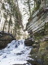 Honey Run Waterfall in Winter, Millwood, Ohio Royalty Free Stock Photo