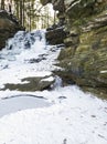 Honey Run Waterfall in Winter, Millwood, Ohio Royalty Free Stock Photo