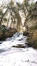 Honey Run Waterfall in Winter, Millwood, Ohio Royalty Free Stock Photo