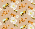 Honey seamless pattern / agruculture / beekeeping Royalty Free Stock Photo