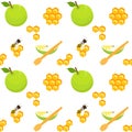 Apples and honeycomb seamless pattern, Rosh Hashanah