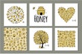 Honey set - frame, tree, heart. Sketch for your design