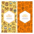 Honey Signs Banner Vecrtical Card Set. Vector