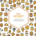 Honey Signs Design Round Design Template Line Icon Concept. Vector