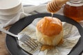 Honey soft cheese cake sweet pastries dessert still life closeup