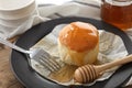 Honey soft cheese cake sweet pastries dessert still life closeup