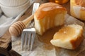 Honey soft cheese cake sweet pastries dessert yummy still life closeup