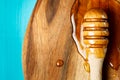 Honey spoon, special wooden dipper Royalty Free Stock Photo