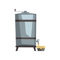 Honey storage, filtration and pasteurization equipment, honey production process vector Illustration on a white