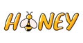 Honey text doodle lettering vector illustration beehive drawn in cartoon style. Simple handwritten doodle style