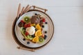 Honey toast with chocolate and vanilla ice cream and berry fruit Royalty Free Stock Photo