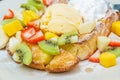 Honey toast with fruit Royalty Free Stock Photo