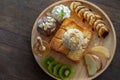 Honey toast, sweet dessert in cafe Royalty Free Stock Photo