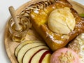 Honey toast, sweet dessert in cafe Royalty Free Stock Photo