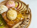 Honey toast, sweet dessert in cafe Royalty Free Stock Photo